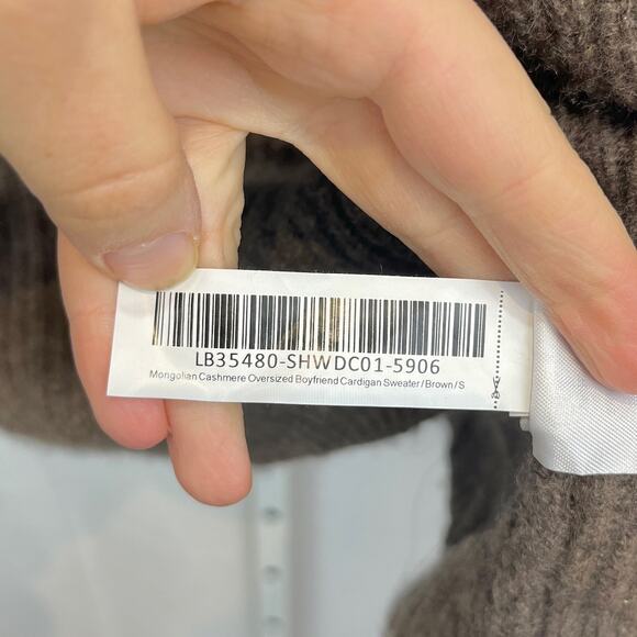 QUINCE Mongolian Cashmere Oversized Boyfriend Cardigan Sweater Brown Size S - Picture 9 of 10